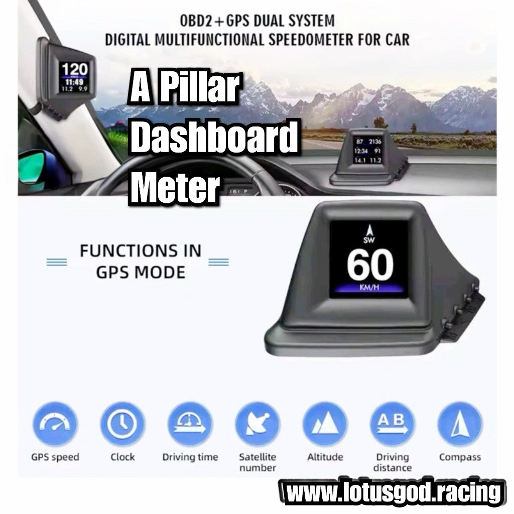 A Pillar OBD2 Digital Hud Vsd Car Dashboard Clock Volt Oil Water Temperature Rpm Turbo Display On Board Computer Speedometer OBD Diagnostic Clear Fault Tool Instrument Cluster Speed Meter