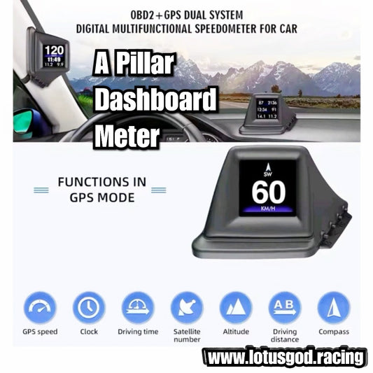 A Pillar OBD2 Digital Hud Vsd Car Dashboard Clock Volt Oil Water Temperature Rpm Turbo Display On Board Computer Speedometer OBD Diagnostic Clear Fault Tool Instrument Cluster Speed Meter