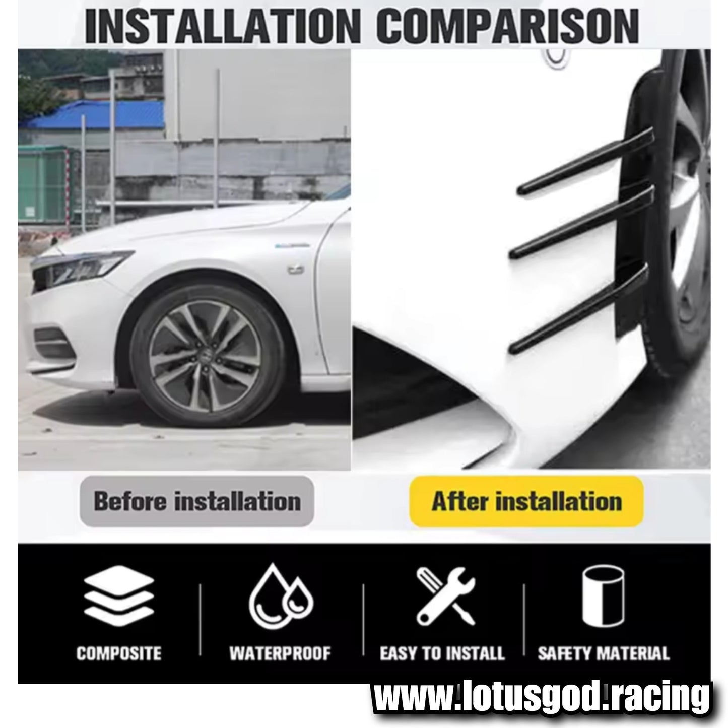 2 X New Universal Front Rear Bumper Lip Air Vent Trim Spoiler Canards Splitter Fender 3 Fin Styling Accessories