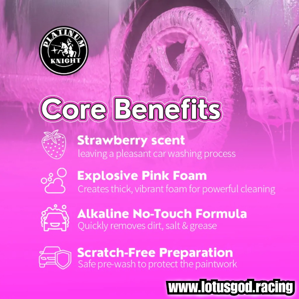 Premium Platinum Knight Coloured Foam Pink Snow Foam Pre Wash & Strawberry Car Shampoo 500ml