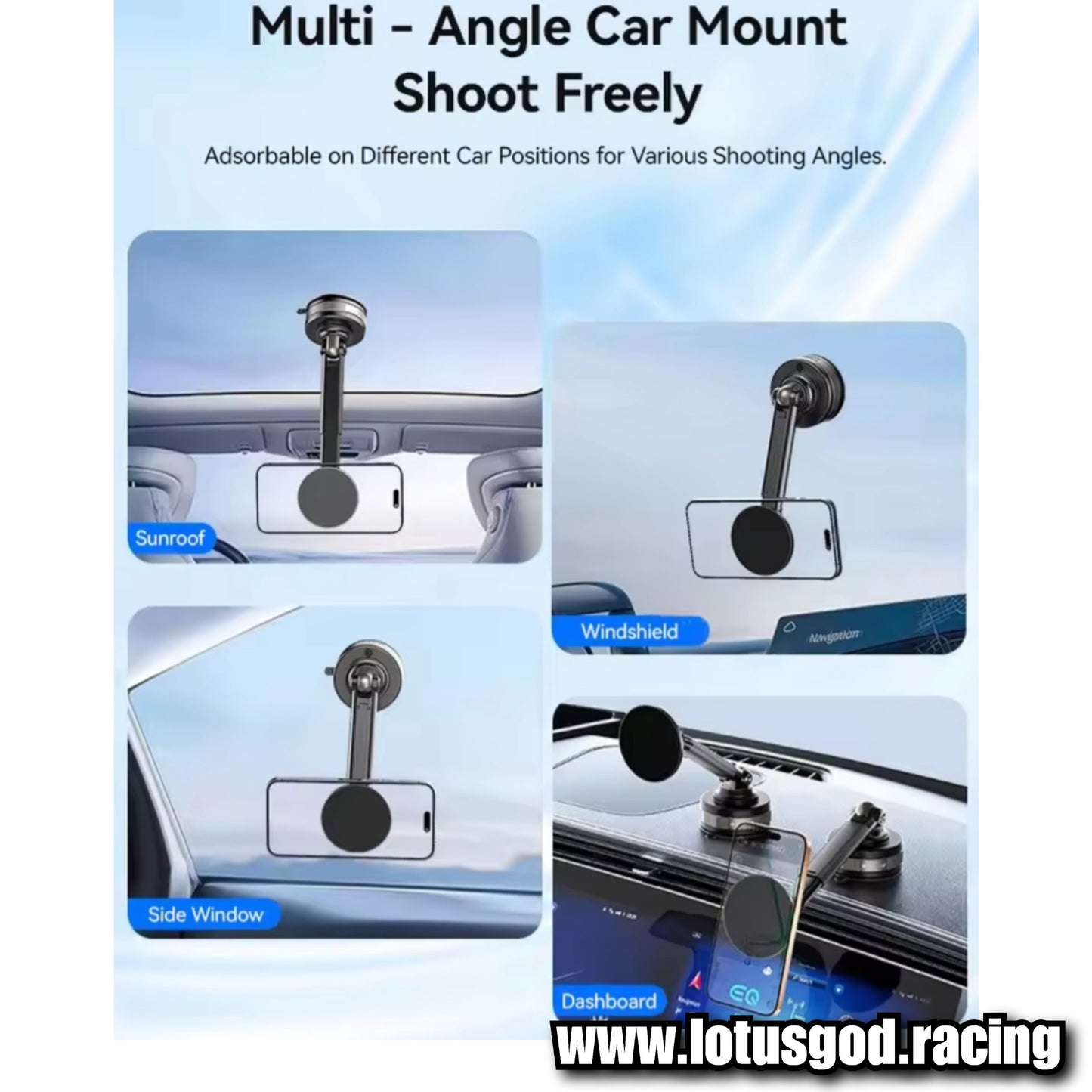 Universal Sunroof Glass Flat Surface 360 Degree Foldable Magnetic Car Phone Holder for Mag Safe Dashboard Magnet Car Mount for iPhone Android Handphone Etc