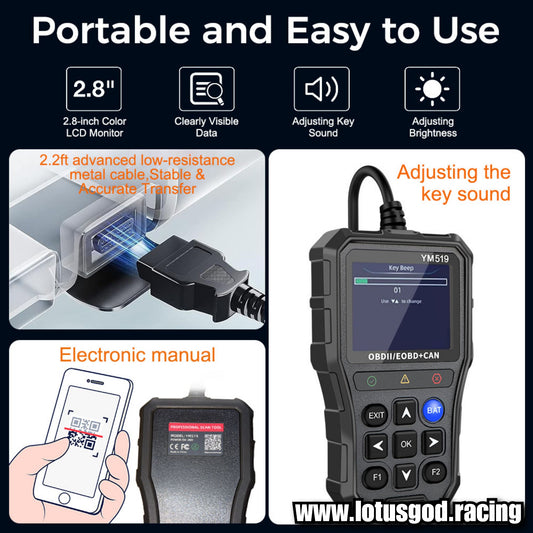Wired OBD Code Reader OBD2 Code Reader Fault Code Check Clear Scanner Multi Language Car Diagnostic Tools Engine System + Battery Tester Tool