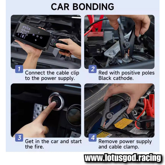 12000mah 4 In 1 Portable 12 Volts Car Jump Start + Air Pump Compressor Tyre Inflator + Power Bank + Led Light 12V Car Battery Starter