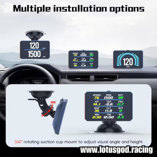 Obd2 Head Up Display HUD GPS Auto VSD Smart Car On Board Computer Gauge Speed Alarm Water Temperature Rpm Turbo Boost Meter
