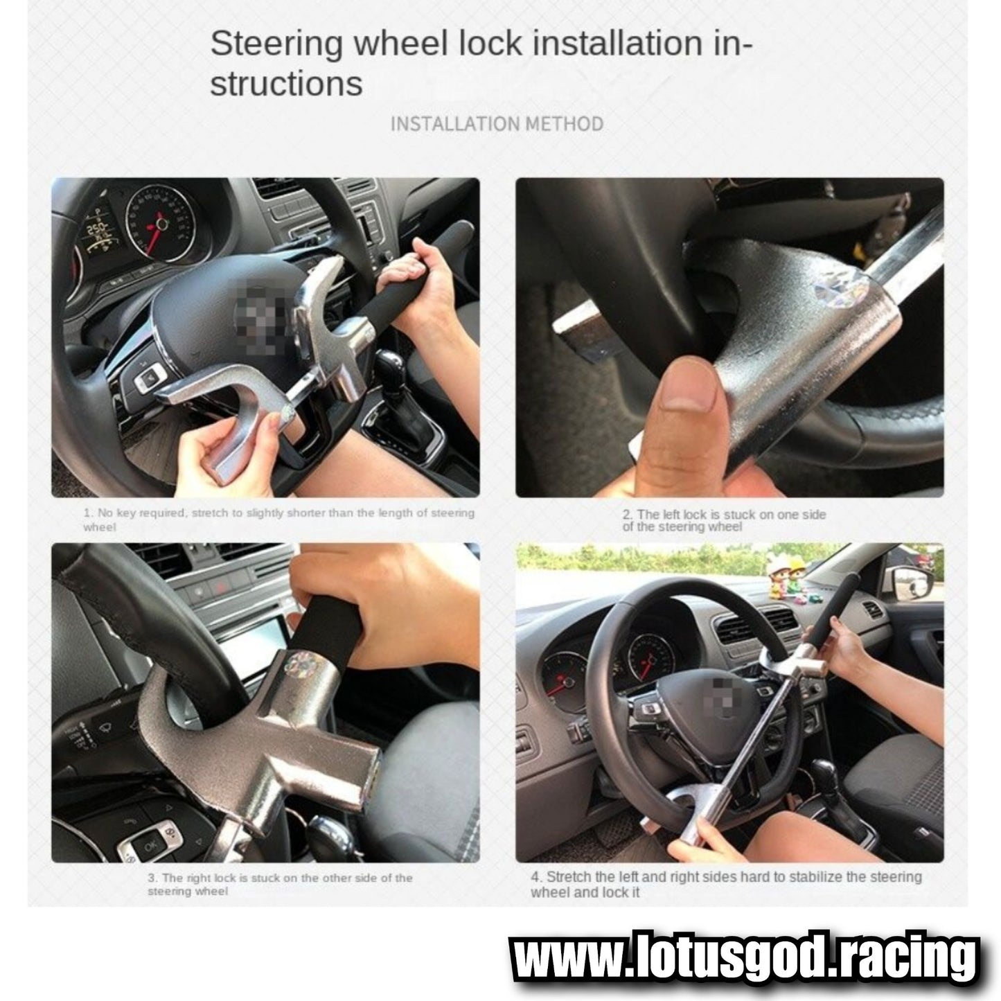 Universal Solid Car Steering Wheel Lock Adjustable Anti Theft Steering Wheel Lock + 3 Keys & Safety Glass Hammer Function For All Type Of Theft Prevention For Your Expensive Vehicle
