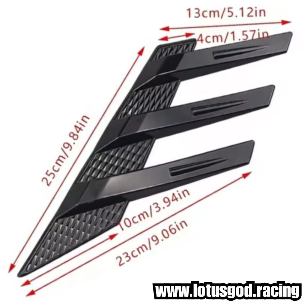 2 X New Universal Front Rear Car Windshield Side Spoiler Trim Side Vents  Window Louvers Exterior Bumper Lip Air Vent Trim Canards Splitter Fender 3 Fin Black | Carbon Fiber Print