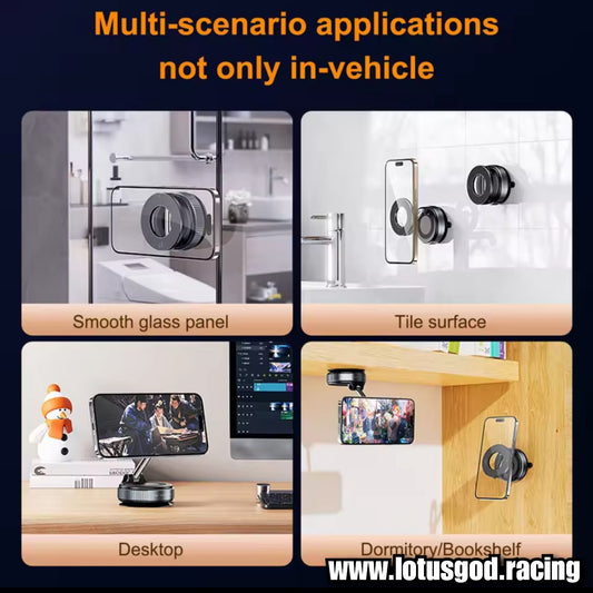 Universal Manual Twist Strong Suction 360 Degree Suction Foldable Magnetic Phone Holder For MagSafe Dashboard Magnet Car Mount for iPhone Android Handphone Etc