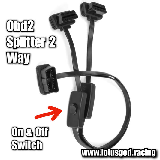 2 Way Splitter On Off Switch Flat + Thin 16 Pin OBD 2 Extender OBD2 ELM327 Male To Dual Female Y Elbow OBDII Extension Connector Cable Socket For Car