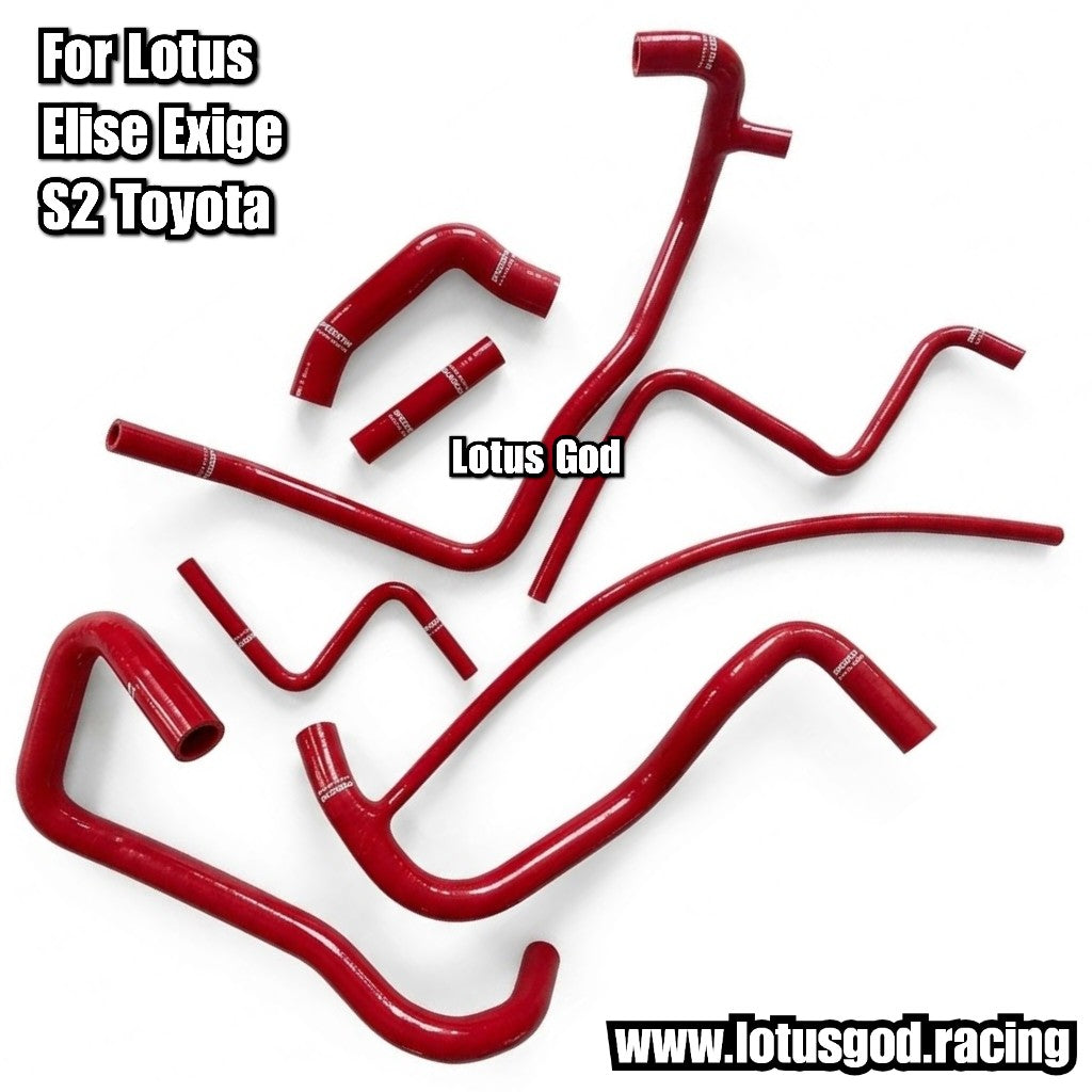 Racing Red Silicone Engine Bay Coolant Hose Kit For Lotus Elise / Exige S2 (Toyota 1ZZ / 2ZZ-GE)