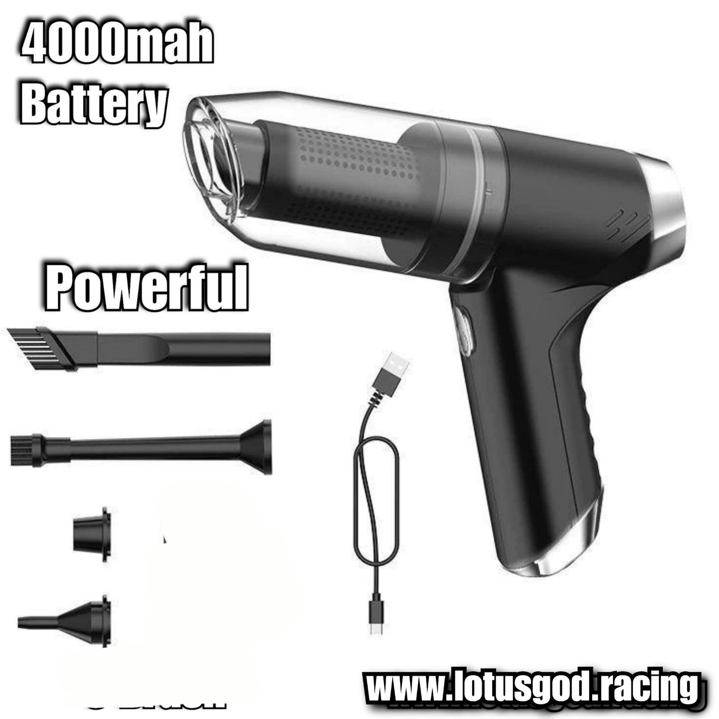 3 in 1 Powerful 120000pa Black Vacuum Cleaner USB Mini Rechargeable + Small Blower For Home Car Etc