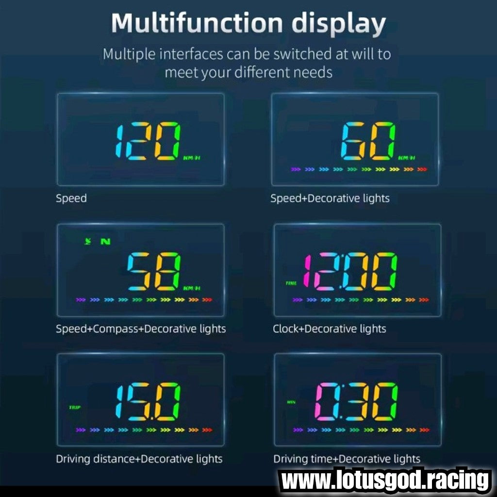 Universal Rainbow Led GPS USB Powered Hud Virtual Head Up Display Speedometer For Car Gadgets On Windshield Projection 3 Digital Speed Meter VSD Reflection On Car Windscreen
