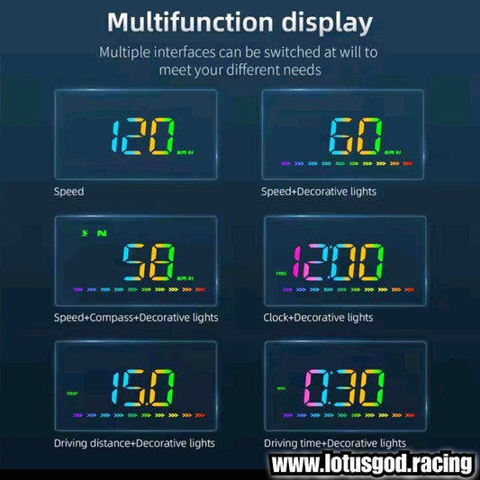 Universal Rainbow Led GPS USB Powered Hud Virtual Head Up Display Speedometer For Car Gadgets On Windshield Projection 3 Digital Speed Meter VSD Reflection On Car Windscreen