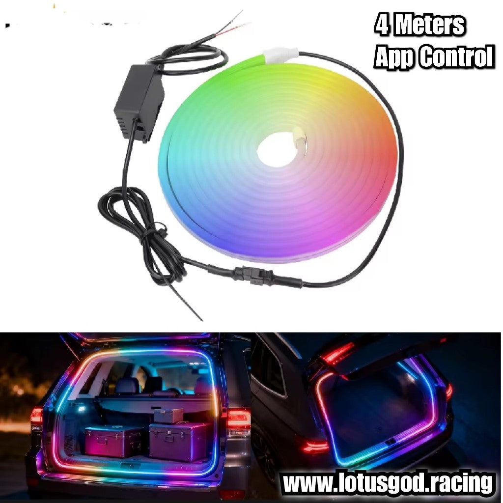 Universal 5V RGB IC 4 Meters Dream Neon Rgbic Strip Led Light Weatherproof Flexible Ribbon Tape With App Bluetooth Remote Control For Car Boot Trunk Home Decorations Etc