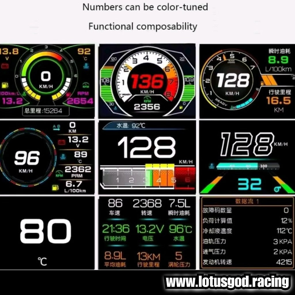 OBD2 Digital Hud Vsd Speed Meter | Usb Gps Car Head Up OBD Speedometer Display On Board Computer Clock Diagnostic Tools Instrument Cluster Turbo