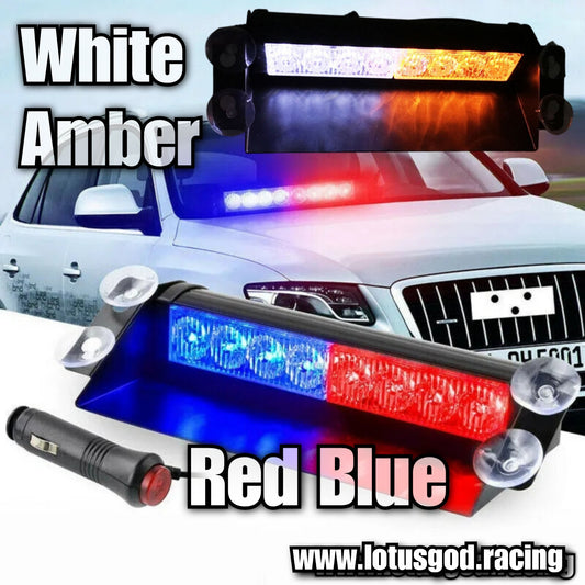 12 Volts 8 LED Blue Red Police Amber Orange White Flashing Emergency Bright Strobe For 12V Car Lorry Van Pick Up Truck Flashing Warning Light On Windscreen