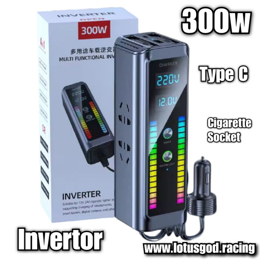 300w Cigarette Socket Power Inverter 4 in 1 220V Super Fast Charging USB Type C 12V | 24V Universal Multifunctional High Power Intelligent Car Invertor Converter Mobile Phone Charger