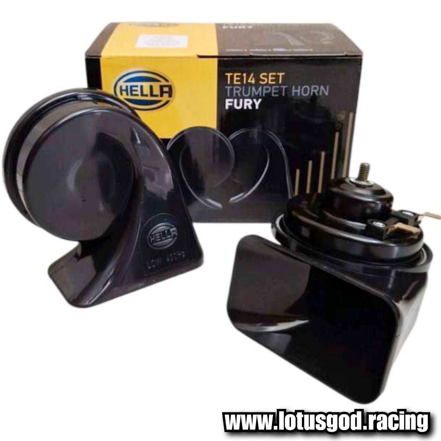 12 Volts Hella Te14 Trumpet Fury Black Very Loud Decibel Electric Air Horn For 12v Car Van Pick Up Truck Motorcycle Spaceship Etc (2 Pieces)