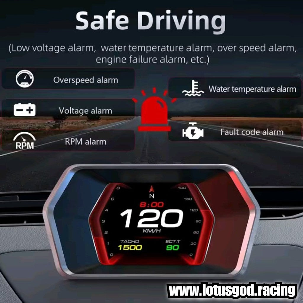 OBD2 + GPS HUD OBD 2 Head Up Virtual Turbo Speed Display HUD On Board Computer Digital Speedometer Slope Meter Auto Car Electronic Accessories