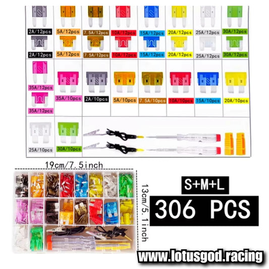 306 Pieces Of Big Fuse | Mini Fuse | Micro Fuse 2 | 3 | 5 | 7.5 | 10 | 15 | 20 | 25A | 30 | 35 For Vehicle Cars Motorcycle Yacht Bikes Etc