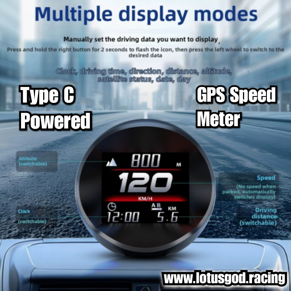 Type C Universal Car GPS HUD Head Up Display Speed Meter Digital Speedometer + Emoji Dynamic Expressions & Speed Alerts