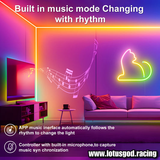 Usb 5V RGB IC 5 Meters Dream Neon Rgbic Strip Led Light Waterproof Flexible Ribbon Tape With App Bluetooth Remote Control For Car Boot Home Decorations Etc