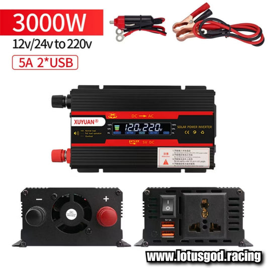 3000W Cigarette Socket Lighter + 12 | 24 Volt Cable Inverter 12V To 220V Plug Voltage Converter + USB | EU/UK/AU/Universal Socket Auto Car Accessories