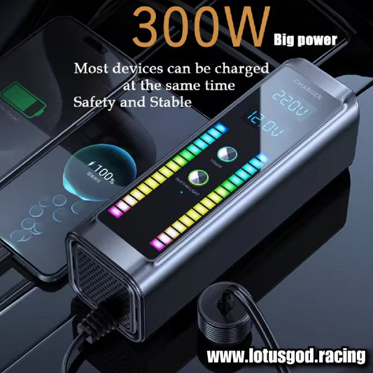 300w Cigarette Socket Power Inverter 4 in 1 220V Super Fast Charging USB Type C 12V | 24V Universal Multifunctional High Power Intelligent Car Invertor Converter Mobile Phone Charger