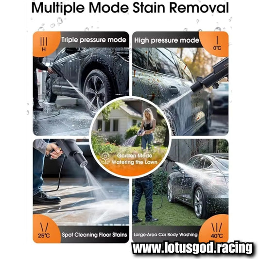 Folding Wireless Portable Bucket Water Jet 18 Bars High Pressure Wash Machine Spray Gun Cleaner Tool For Pail | Bottle Suction + Charger + Foam Bottle + Black Carrying Case Box