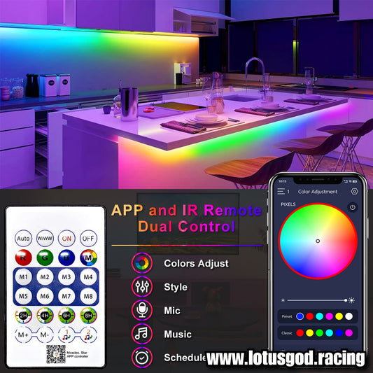 Usb 5V RGB IC 5 Meters Dream Neon Rgbic Strip Led Light Waterproof Flexible Ribbon Tape With App Bluetooth Remote Control For Car Boot Home Decorations Etc