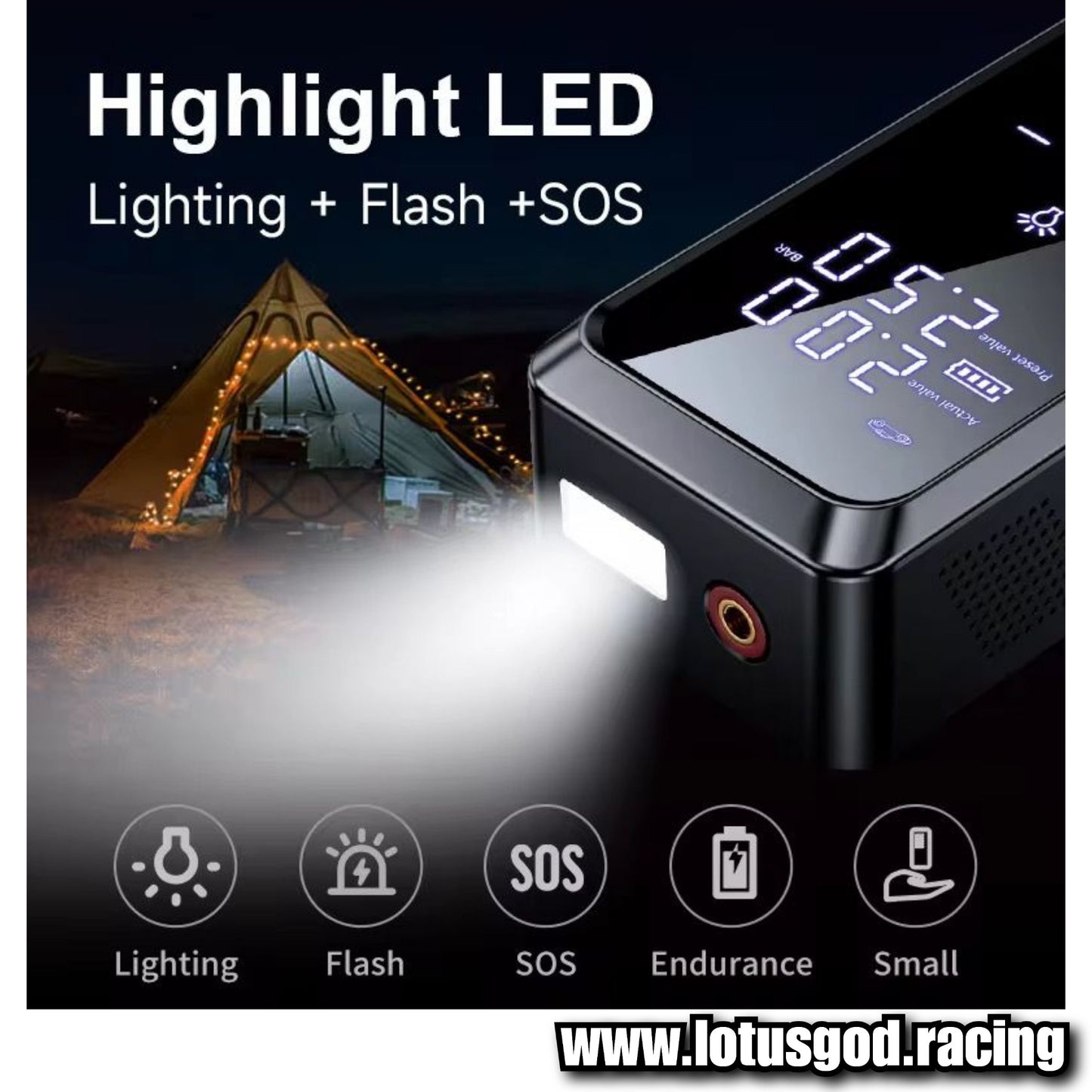 12000mah 4 In 1 Portable 12 Volts Car Jump Start + Air Pump Compressor Tyre Inflator + Power Bank + Led Light 12V Car Battery Starter