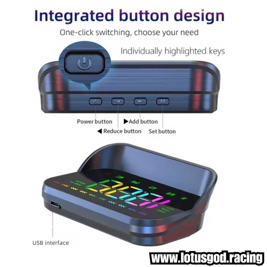 Universal Rainbow Led GPS USB Powered Hud Virtual Head Up Display Speedometer For Car Gadgets On Windshield Projection 3 Digital Speed Meter VSD Reflection On Car Windscreen