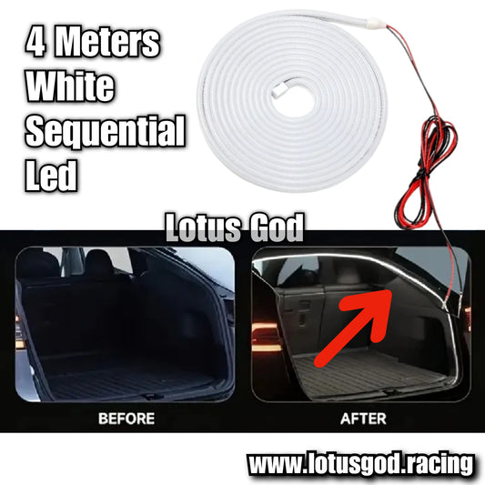 4 Meters 12V Super White Sequential Scan Mode Bright Led Light Car Hood Bonnet Boot Strip Interior Ambient Neon Lamp (1 Piece)