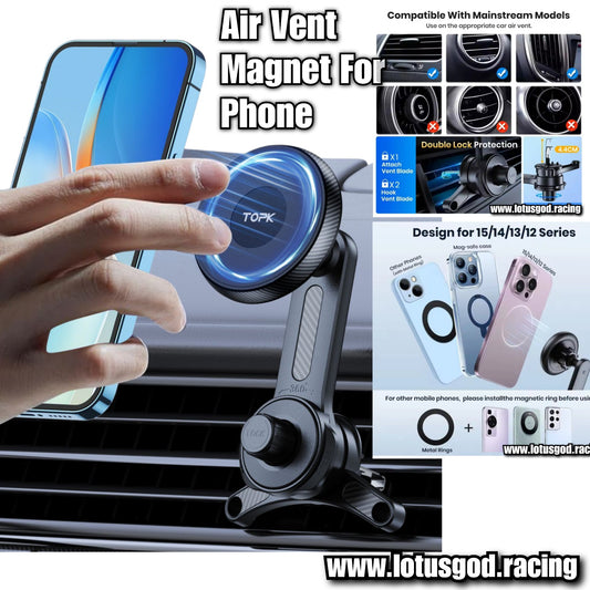 Air Con Vent Clip Strong Magnet Dash Suction 360 Degree Magnetic Phone Holder For MagSafe Dashboard Car Mount for iPhone Android Handphone Etc