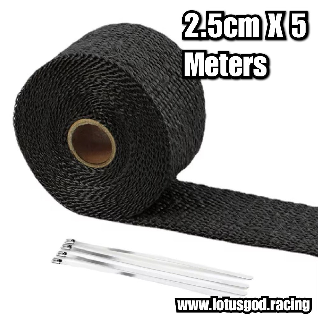 2.5cm | 5cm X 5 Meters High Performance Extreme Thermal Heat Wrap Shield For Headers Turbo Manifold Downpipes and Car Full Exhaust System Bikes Motorcycle Truck Scooter Lorry Truck Etc
