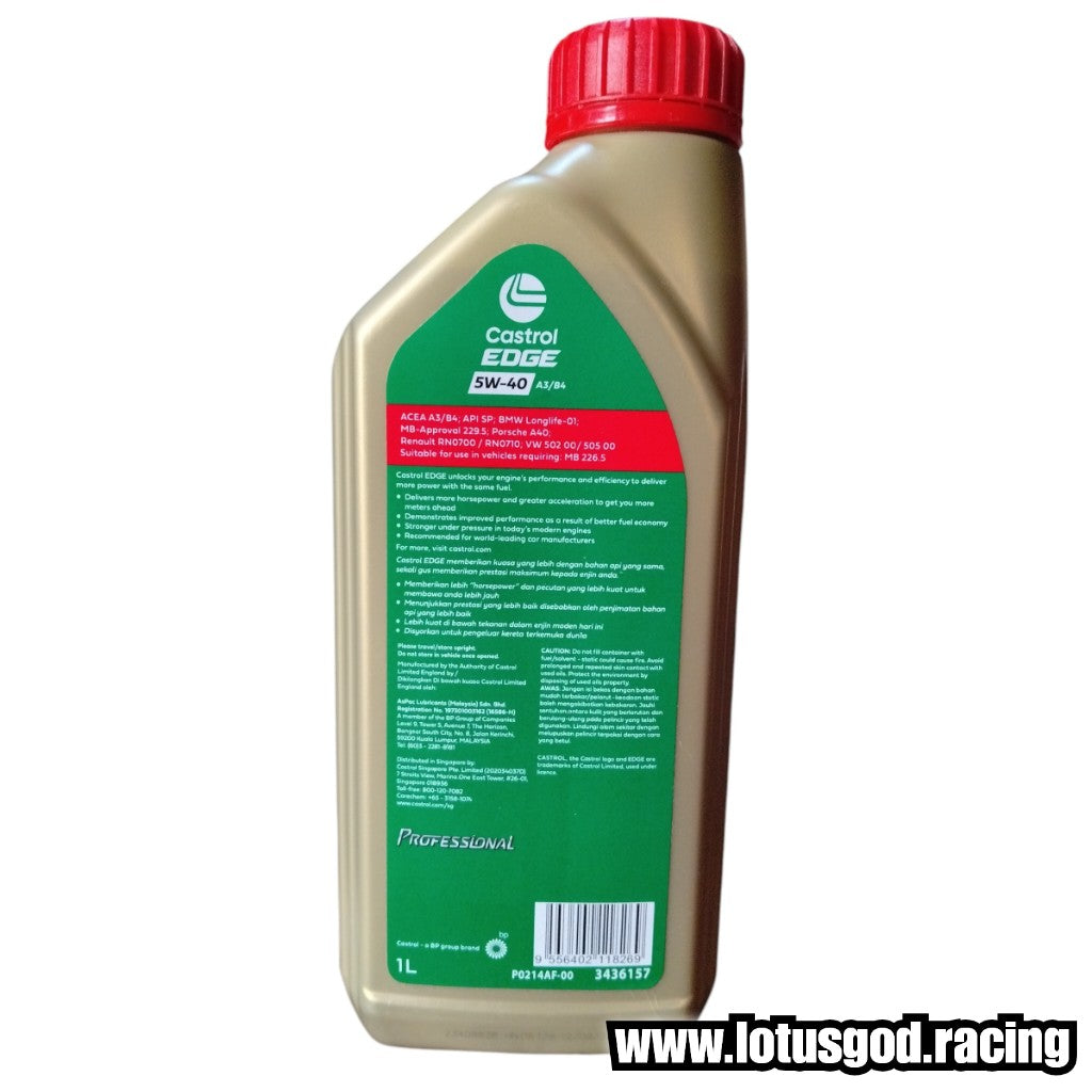 Original Authentic Castrol EDGE Professional 5W-40 Advanced Full Synthetic Engine Oil (1 Liter / 4 Liters)