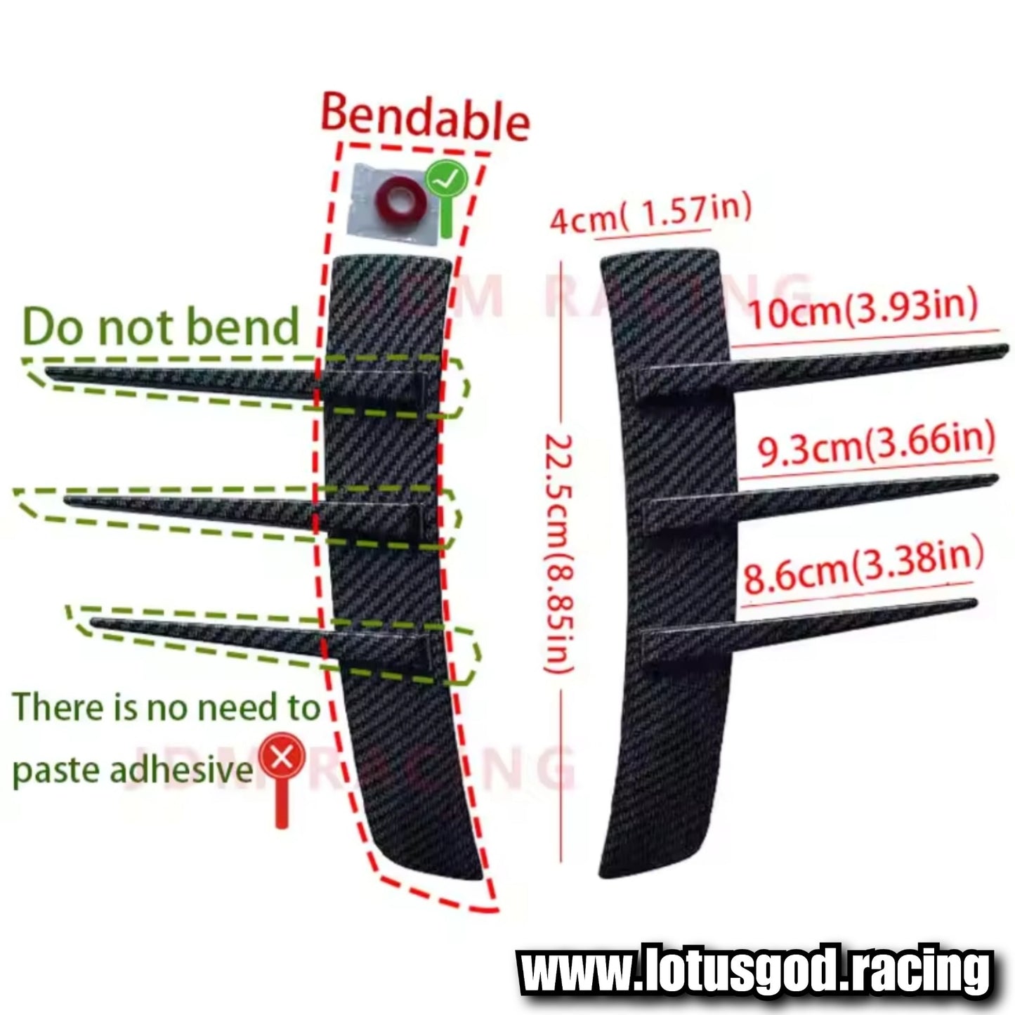 2 X New Universal Front Rear Bumper Lip Air Vent Trim Spoiler Canards Splitter Fender 3 Fin Styling Accessories