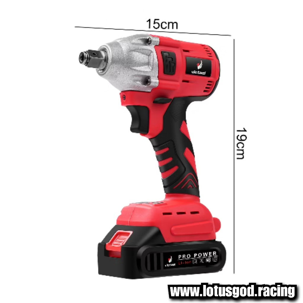 1/2" Square Drive 520Nm Cordless Electric Impact Wrench Brushless Electric Hand Gun Drill + 10 Wheel Nut Bolt Socket Power Tool + 388V Lithum Battery