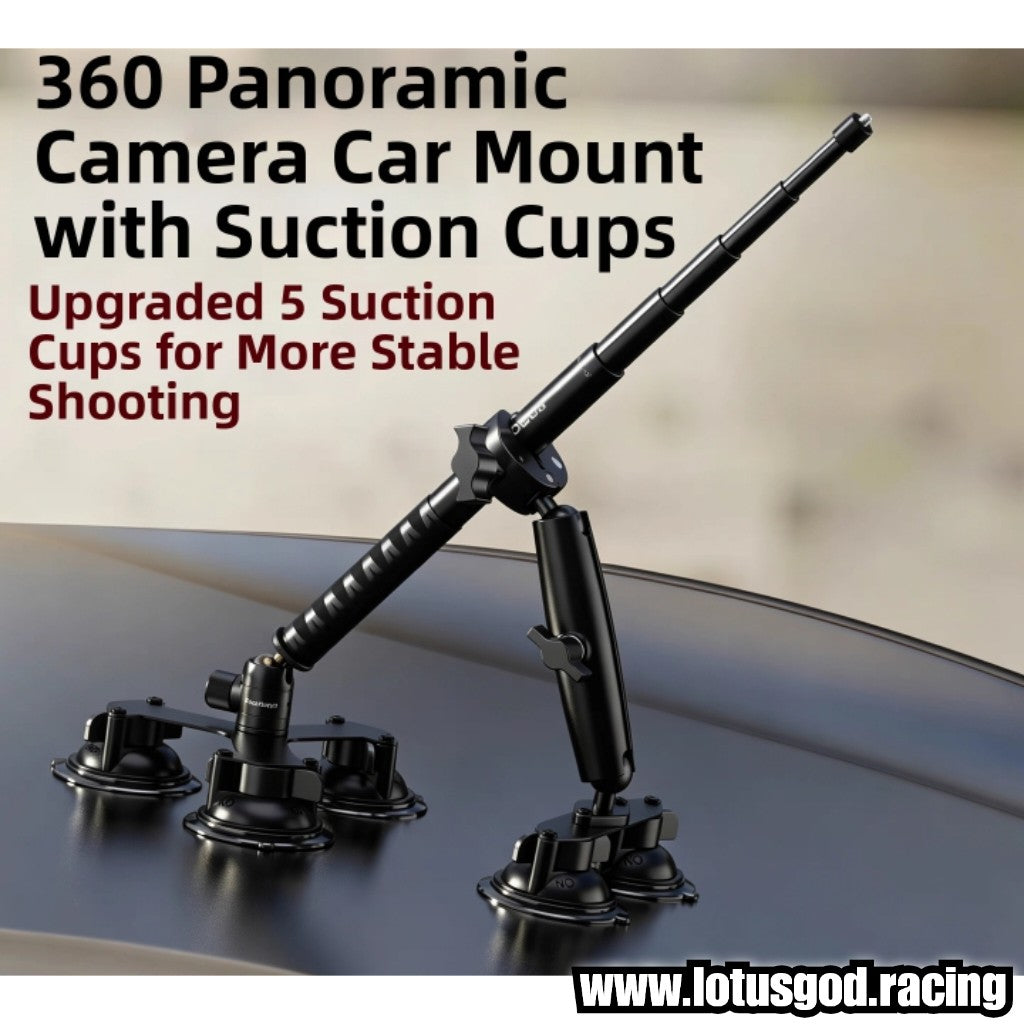5 Strong Suction Cups 3rd Person View 360° Panoramic Camera Selfie Stick Car Mount Kit For Insta360 Gopro Dji Action Cam Etc - Very Stable + Upgraded For Ultimate Stability