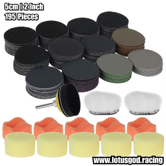 2 Inch | 5cm Mini Car Polishing & Buffing Pad Sponge For Car Motorcycle Auto Detail Pad + M10/M14 Drill Adapter Set (195-Piece / Multi-Pack)