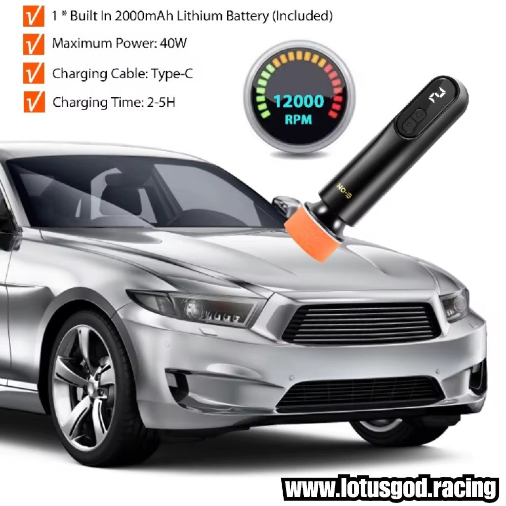 2 Inch | 5cm Mini Wireless Car Buffer Polisher & Scratch Repair Kit | 3-Speed LED Display & Type C Rechargeable For Car Bikes Motorcycle Etc