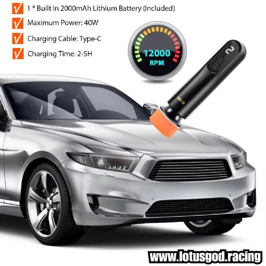 2 Inch | 5cm Mini Wireless Car Buffer Polisher & Scratch Repair Kit | 3-Speed LED Display & Type C Rechargeable For Car Bikes Motorcycle Etc