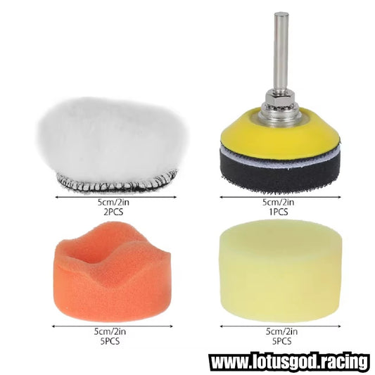 2 Inch | 5cm Mini Car Polishing & Buffing Pad Sponge For Car Motorcycle Auto Detail Pad + M10/M14 Drill Adapter Set (195-Piece / Multi-Pack)
