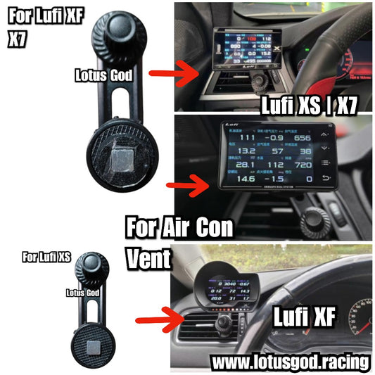 360 Degree Universal Straight Round Square Vertical Air Con Vent Mount Holder For Lufi OBD2 Performance Racing Gauge (XF, XS, X7 Compatible)