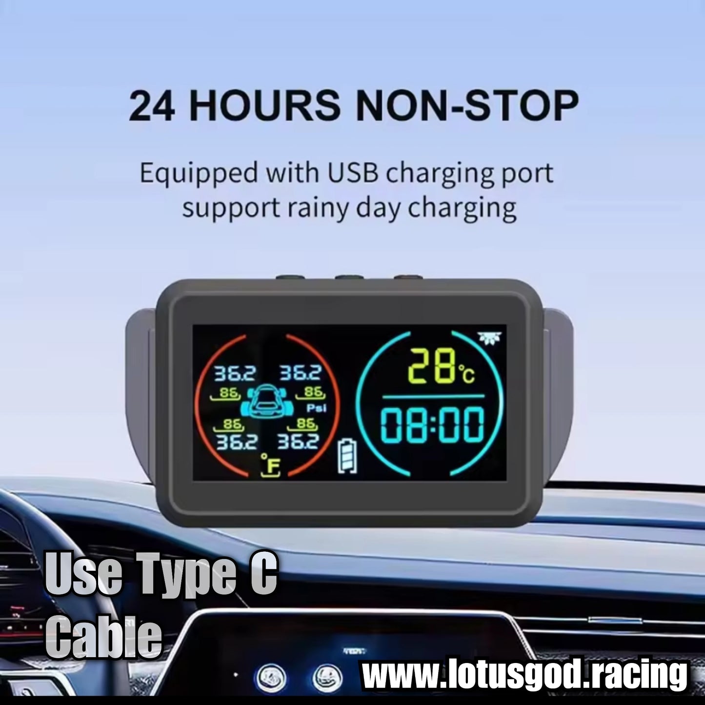 Tpms Wireless Solar Power Rechargeable USB LED Internal | External Tyre Pressure Monitoring System for Real Time Detection