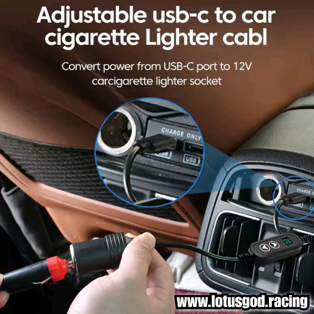 Adjustable Type C To 12V Cigarette Lighter Male Female Socket Adapter 5 Speed Voltage Control Adapter Converter For Car Electronics Accessories Etc