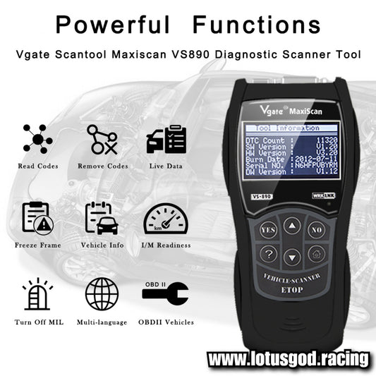 16 Pin Wire OBD 2 Engine Check Light 02 Sensor Obd2 Canbus Interface Scanner Plug And Play To Read Delete Clear & Read Codes Tester OBDII Dignostic Tool For Cars Etc Vs890