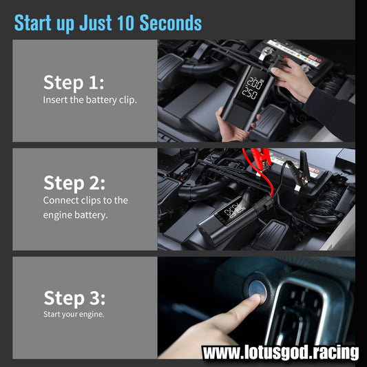 10000mah 4 In 1 Portable 12 Volts Car Jump Start + Air Pump Compressor Tyre Inflator + Power Bank + Led Light 12V Car Battery Starter