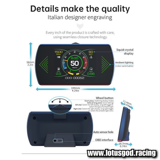 Obd2 Head Up Display HUD GPS Auto VSD Smart Car On Board Computer Gauge Speed Alarm Water Temperature Rpm Turbo Boost Meter