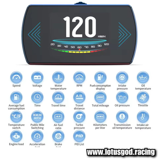 Obd2 Head Up Display HUD GPS Auto VSD Smart Car On Board Computer Gauge Speed Alarm Water Temperature Rpm Turbo Boost Meter