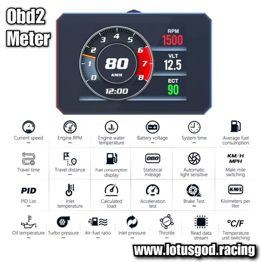 Obd2 Head Up Display HUD GPS Auto VSD Smart Car On Board Computer Gauge Speed Alarm Water Temperature Rpm Turbo Boost Meter